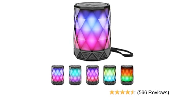 LED Portable Bluetooth Speakers with Lights, LFS Night Light IPX5